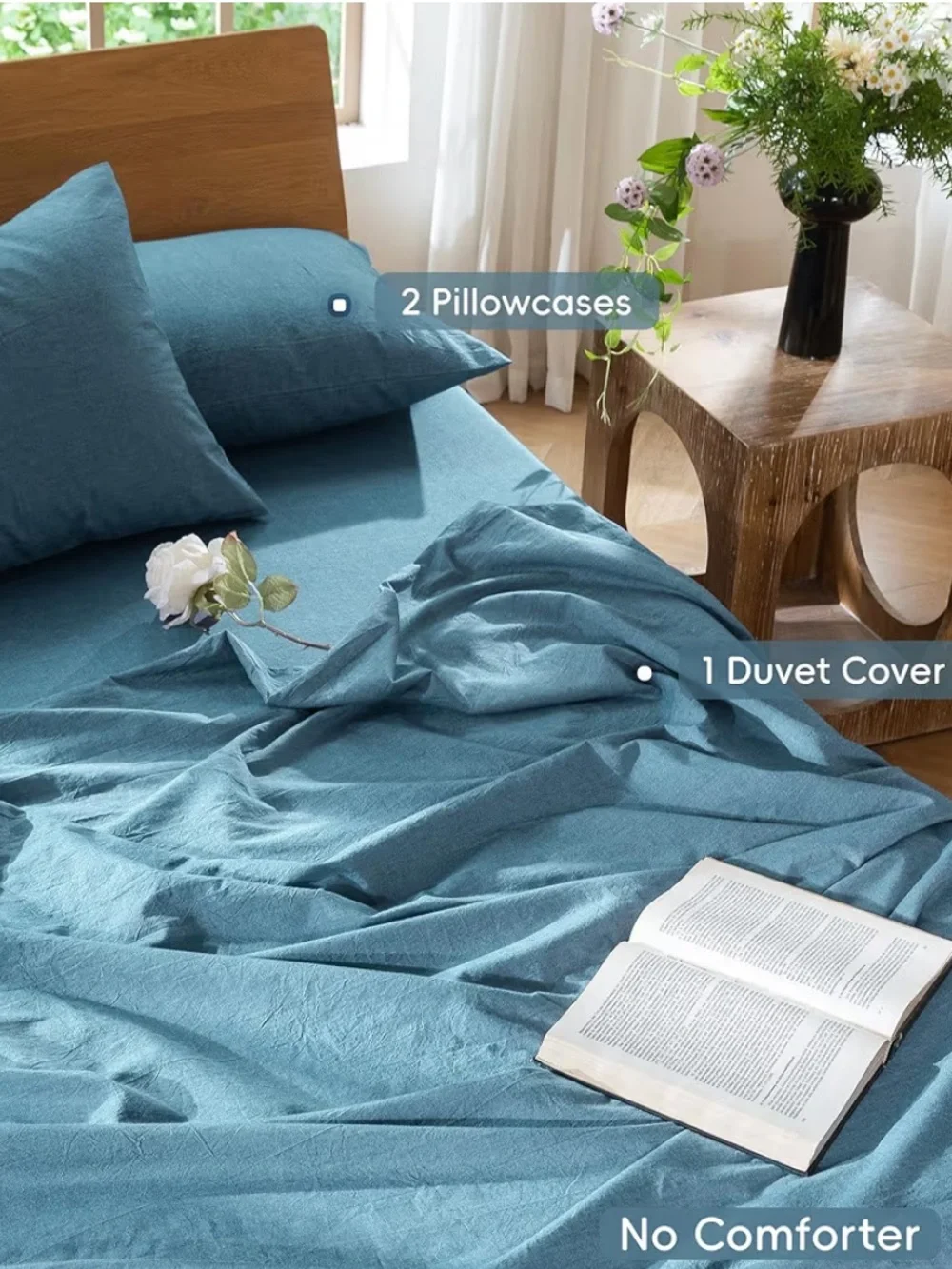 MooMee OVERSIZED KING Bedding Duvet Cover Set 100% Waahed Cotton